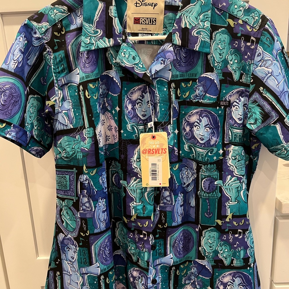 RSVLTS Disney Haunted Mansion Women's Shirt - Blue and Green